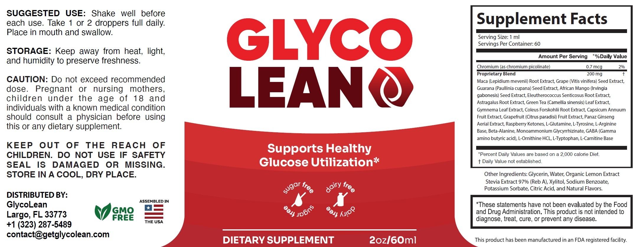 Glyco Lean Supplement Facts Label